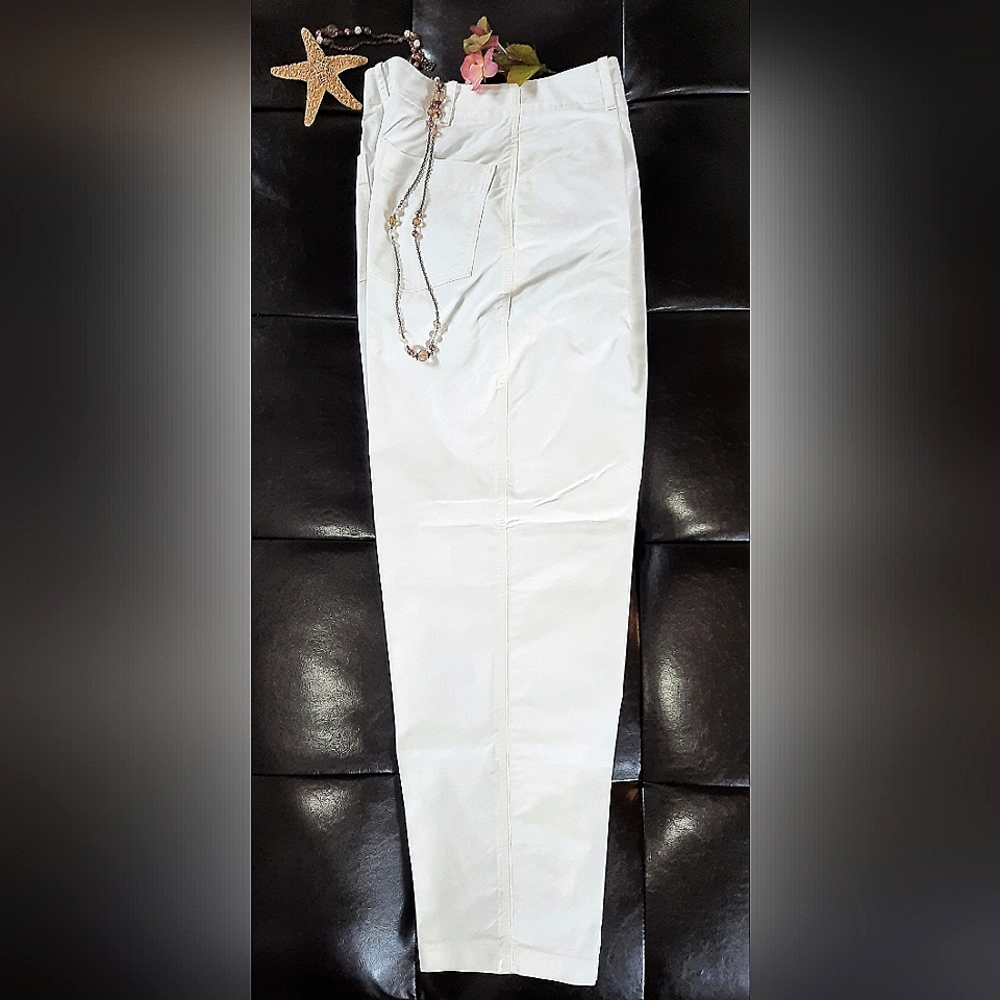 WILFRED White Cotton Pants, Wide Leg Tapered